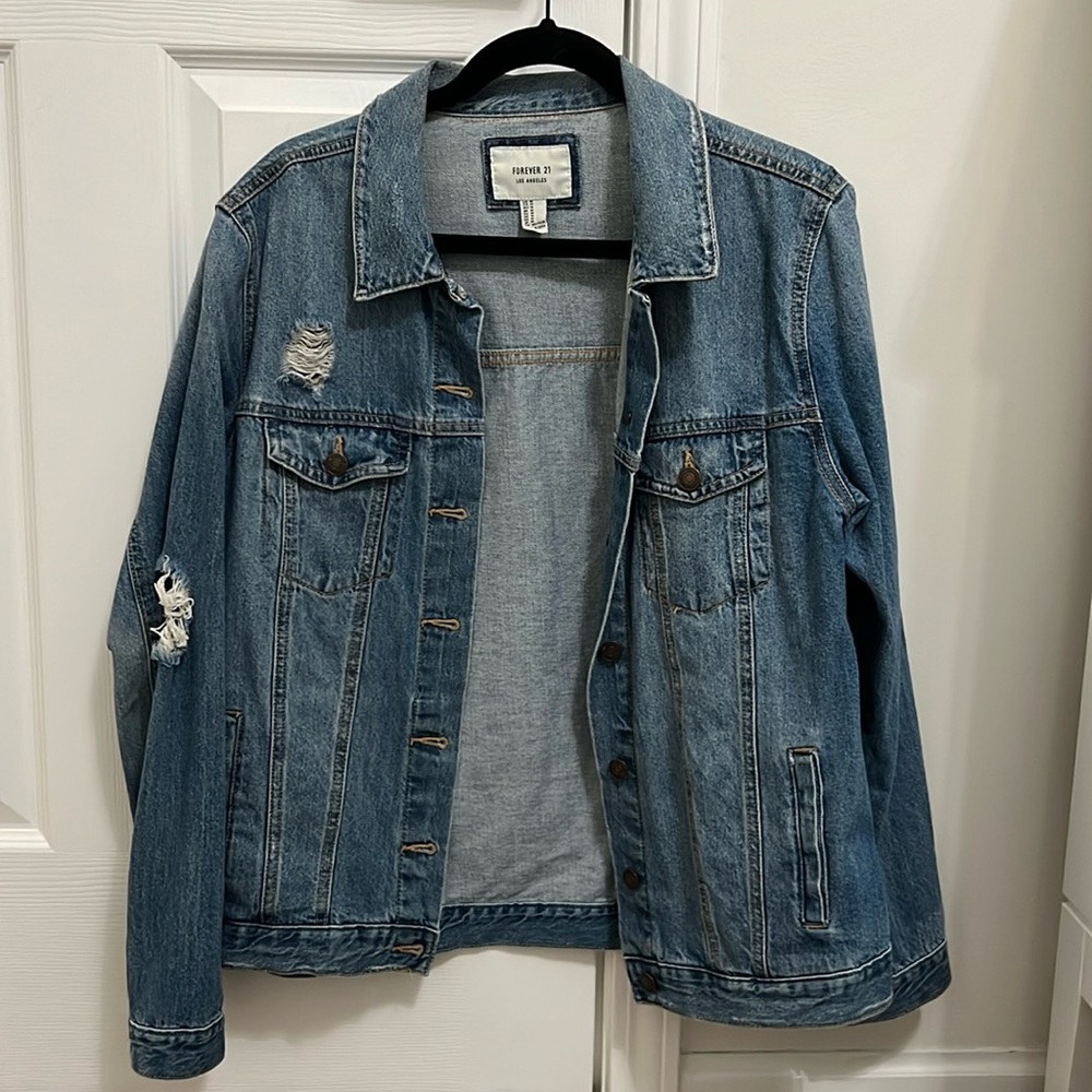 Distressed denim jacket
